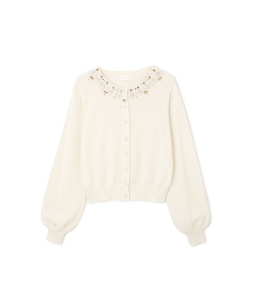 JILL STUART（ジルスチュアート）の「◆ ナタールニットカーディガン（カーディガン/ボレロ・レディース・ブラック/ホワイト/ライトグリーン・FREE）」の4枚目の写真