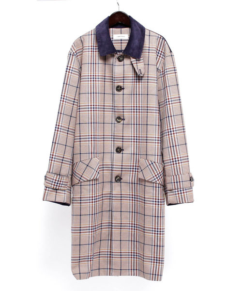 MONO-MART（モノマート）の「クラシックチェック切替オーバーサイズバルカラーコート（ステンカラーコート・メンズ・ブラウン/ネイビー・M/L）」の9枚目の写真