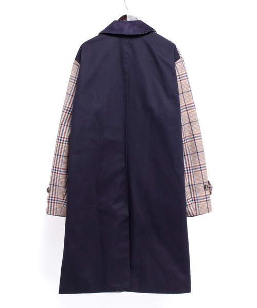 MONO-MART（モノマート）の「クラシックチェック切替オーバーサイズバルカラーコート（ステンカラーコート・メンズ・ブラウン/ネイビー・M/L）」の15枚目の写真