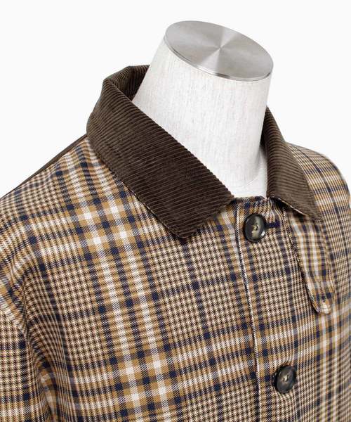MONO-MART（モノマート）の「クラシックチェック切替オーバーサイズバルカラーコート（ステンカラーコート・メンズ・ブラウン/ネイビー・M/L）」の21枚目の写真