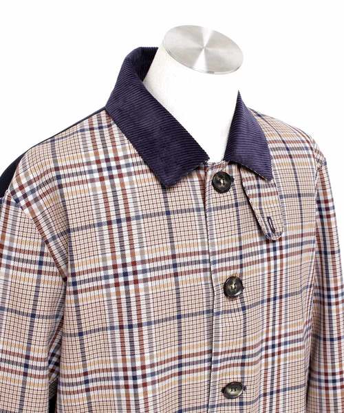 MONO-MART（モノマート）の「クラシックチェック切替オーバーサイズバルカラーコート（ステンカラーコート・メンズ・ブラウン/ネイビー・M/L）」の18枚目の写真