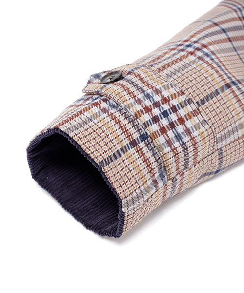 MONO-MART（モノマート）の「クラシックチェック切替オーバーサイズバルカラーコート（ステンカラーコート・メンズ・ブラウン/ネイビー・M/L）」の13枚目の写真