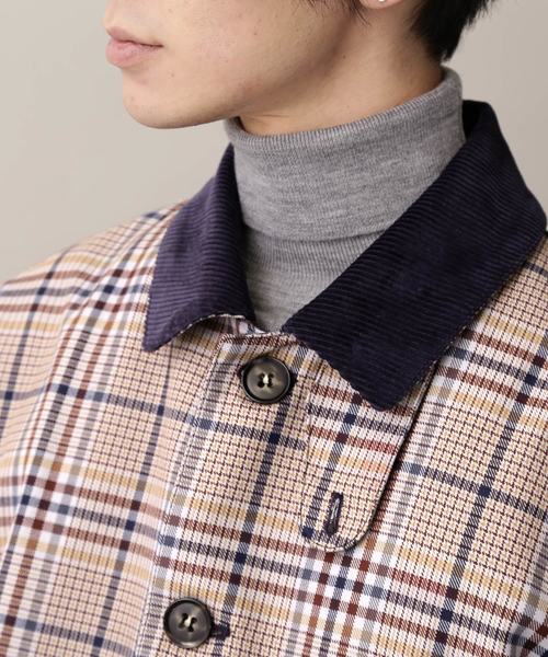 MONO-MART（モノマート）の「クラシックチェック切替オーバーサイズバルカラーコート（ステンカラーコート・メンズ・ブラウン/ネイビー・M/L）」の16枚目の写真