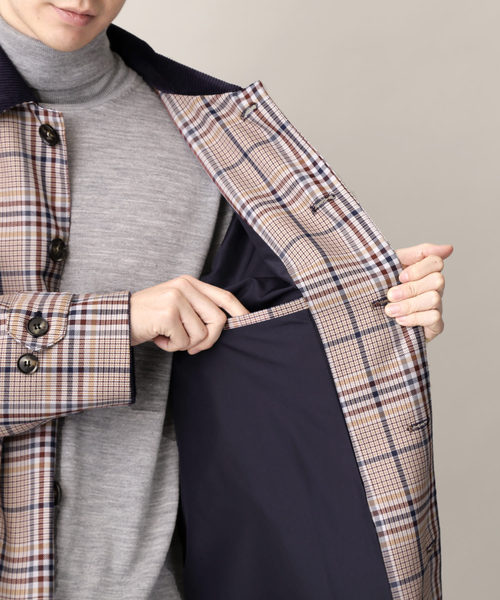 MONO-MART（モノマート）の「クラシックチェック切替オーバーサイズバルカラーコート（ステンカラーコート・メンズ・ブラウン/ネイビー・M/L）」の19枚目の写真