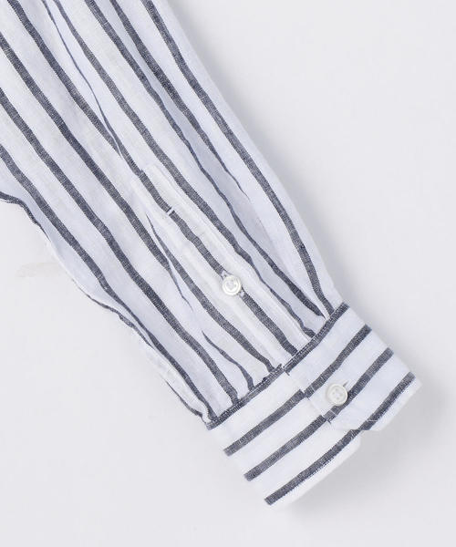 coen（コーエン）の「フレンチリネンバンドカラーシャツ（シャツ/ブラウス・レディース・ライム/ベージュ/コバルトブルー・SMALL/LARGE/MEDIUM）」の11枚目の写真