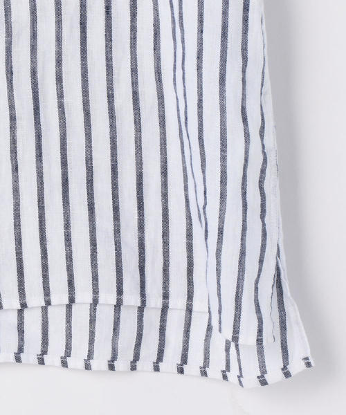 coen（コーエン）の「フレンチリネンバンドカラーシャツ（シャツ/ブラウス・レディース・ライム/ベージュ/コバルトブルー・SMALL/LARGE/MEDIUM）」の12枚目の写真