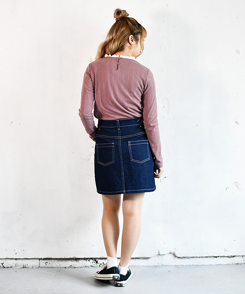 PairPair（ペアペア）の「定番デニム台形スカート（スカート・レディース・インディゴブルー・SMALL/MEDIUM）」の5枚目の写真