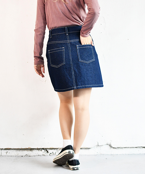 PairPair（ペアペア）の「定番デニム台形スカート（スカート・レディース・インディゴブルー・SMALL/MEDIUM）」の8枚目の写真