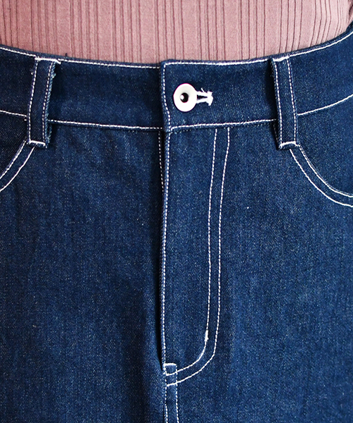 PairPair（ペアペア）の「定番デニム台形スカート（スカート・レディース・インディゴブルー・SMALL/MEDIUM）」の9枚目の写真
