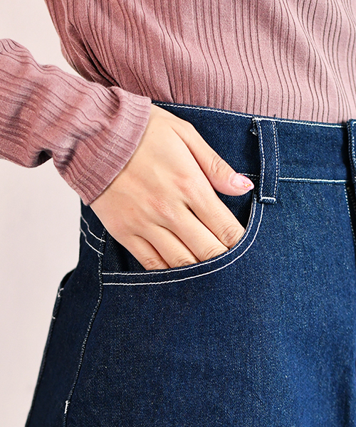 PairPair（ペアペア）の「定番デニム台形スカート（スカート・レディース・インディゴブルー・SMALL/MEDIUM）」の10枚目の写真