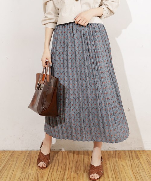 natural couture（ナチュラルクチュール）の「アンティークデシンプリーツスカート（スカート・レディース・ブラック/サックスブルー/アイボリー/モカ/ブルー系その他/グレイッシュベージュ・FREE）」の6枚目の写真