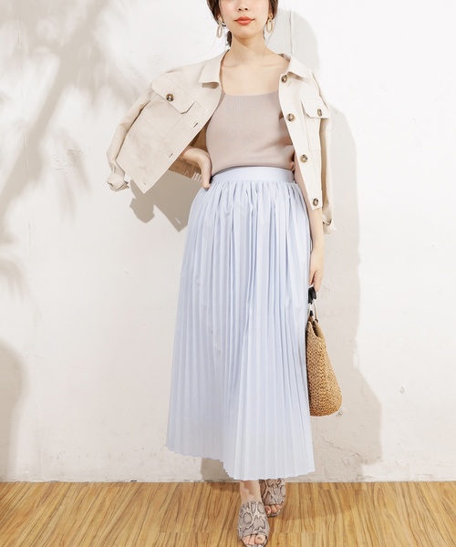 natural couture（ナチュラルクチュール）の「アンティークデシンプリーツスカート（スカート・レディース・ブラック/サックスブルー/アイボリー/モカ/ブルー系その他/グレイッシュベージュ・FREE）」の2枚目の写真