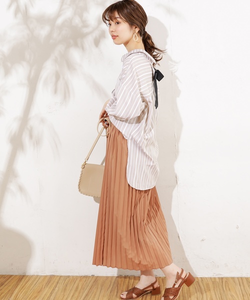 natural couture（ナチュラルクチュール）の「アンティークデシンプリーツスカート（スカート・レディース・ブラック/サックスブルー/アイボリー/モカ/ブルー系その他/グレイッシュベージュ・FREE）」の18枚目の写真