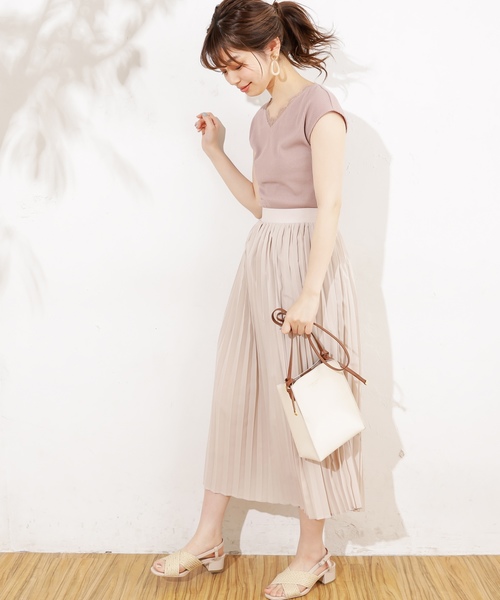 natural couture（ナチュラルクチュール）の「アンティークデシンプリーツスカート（スカート・レディース・ブラック/サックスブルー/アイボリー/モカ/ブルー系その他/グレイッシュベージュ・FREE）」の11枚目の写真