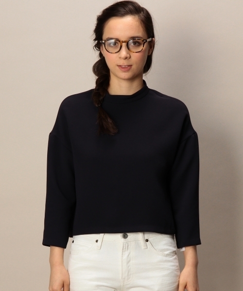 BEAUTY&YOUTH UNITED ARROWS（ビューティーアンドユースユナイテッドアローズ）の「BYMC エステルドビーハイネック7分袖プルオーバー ◆（シャツ/ブラウス・レディース・ホワイト/ネイビー・フリー）」の6枚目の写真