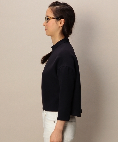 BEAUTY&YOUTH UNITED ARROWS（ビューティーアンドユースユナイテッドアローズ）の「BYMC エステルドビーハイネック7分袖プルオーバー ◆（シャツ/ブラウス・レディース・ホワイト/ネイビー・フリー）」の3枚目の写真