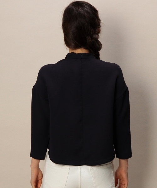 BEAUTY&YOUTH UNITED ARROWS（ビューティーアンドユースユナイテッドアローズ）の「BYMC エステルドビーハイネック7分袖プルオーバー ◆（シャツ/ブラウス・レディース・ホワイト/ネイビー・フリー）」の4枚目の写真