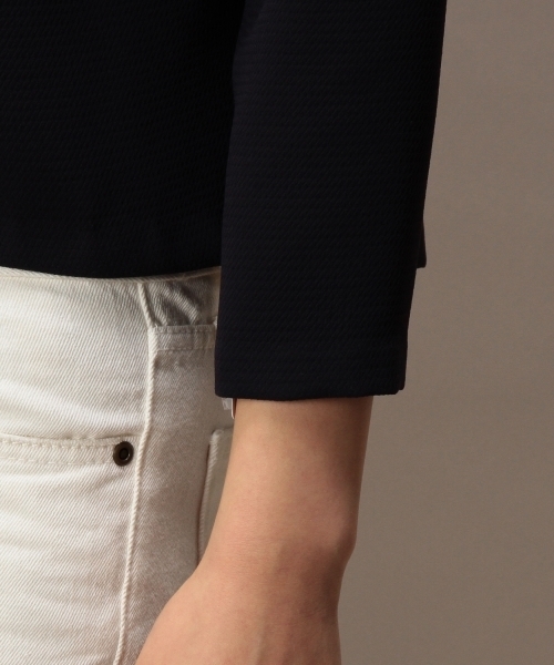 BEAUTY&YOUTH UNITED ARROWS（ビューティーアンドユースユナイテッドアローズ）の「BYMC エステルドビーハイネック7分袖プルオーバー ◆（シャツ/ブラウス・レディース・ホワイト/ネイビー・フリー）」の9枚目の写真