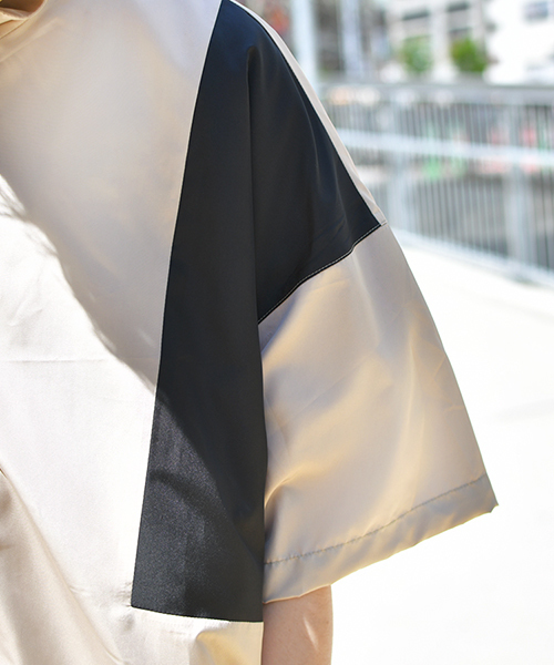 kutir（クティール）の「【ウルトラルーズシルエット】肩配色ハーフジッププルオーバー（シャツ/ブラウス・メンズ・ブラック/ベージュ/グリーン/ラベンダー・MEDIUM/LARGE）」の9枚目の写真