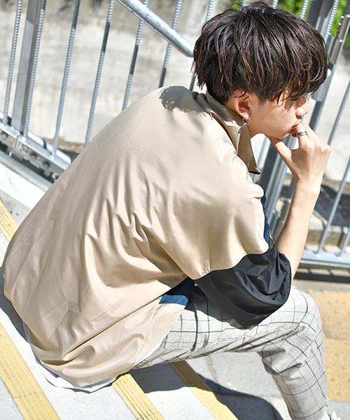 kutir（クティール）の「【ウルトラルーズシルエット】肩配色ハーフジッププルオーバー（シャツ/ブラウス・メンズ・ブラック/ベージュ/グリーン/ラベンダー・MEDIUM/LARGE）」の20枚目の写真