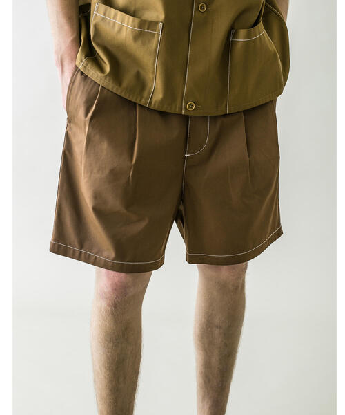 MONKEY TIME（モンキータイム）の「＜monkey time＞ TC TWILL WIDE SHORT stitch/ショートパンツ（その他パンツ・メンズ・ブラウン/ブラック・SMALL/MEDIUM/LARGE）」の2枚目の写真