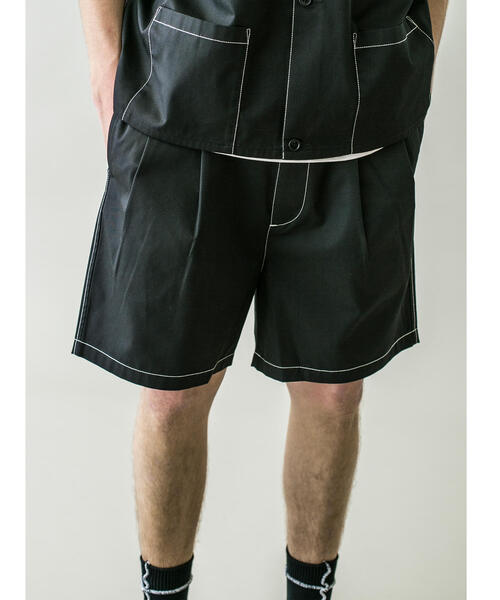 MONKEY TIME（モンキータイム）の「＜monkey time＞ TC TWILL WIDE SHORT stitch/ショートパンツ（その他パンツ・メンズ・ブラウン/ブラック・SMALL/MEDIUM/LARGE）」の3枚目の写真