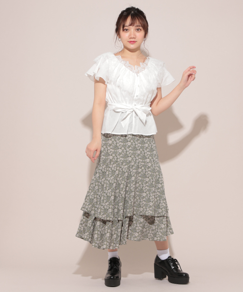 apres jour(アプレジュール)の「2段フリルロングスカート【ZOZOTOWN限定アイテム】(スカート・レディース・オレンジ/ライトグリーン/その他/ブラック/ベージュ/オフホワイト・フリー)」の11枚目の写真