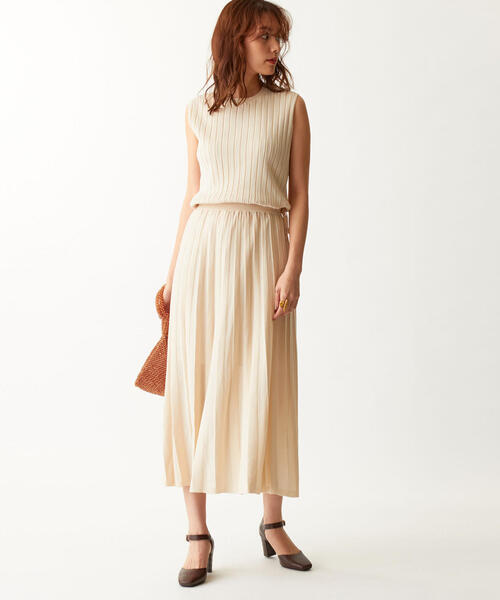 EMMEL REFINES（エメルリファインズ）の「〔ハンドウォッシャブル〕FC HW プリーツライク ノースリーブワンピース（ワンピース・レディース・ベージュ/ナチュラル・FREE）」の2枚目の写真