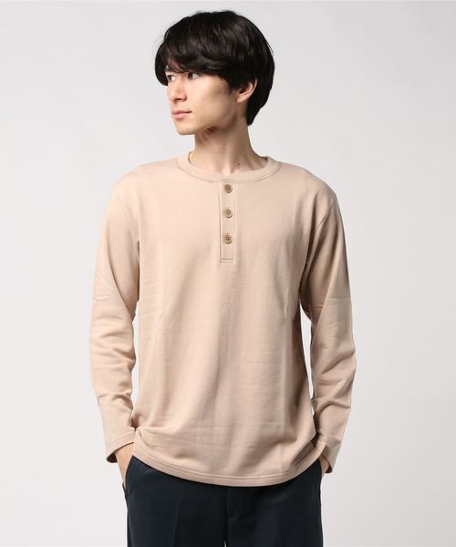 SpinnerBait（スピナーベイト）の「【SPINNER BAIT】スピナーベイト ミニ裏毛 ヘンリーネック L/S TEE 1053MU（Tシャツ/カットソー・メンズ・ホワイト/ライトブルー/ブラック/ベージュ/ネイビー/グレー/レッド/オリーブ/イエロー/ストーン/ワインレッド・44/40/42/50）」の5枚目の写真