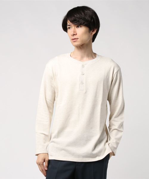 SpinnerBait（スピナーベイト）の「【SPINNER BAIT】スピナーベイト ミニ裏毛 ヘンリーネック L/S TEE 1053MU（Tシャツ/カットソー・メンズ・ホワイト/ライトブルー/ブラック/ベージュ/ネイビー/グレー/レッド/オリーブ/イエロー/ストーン/ワインレッド・44/40/42/50）」の3枚目の写真