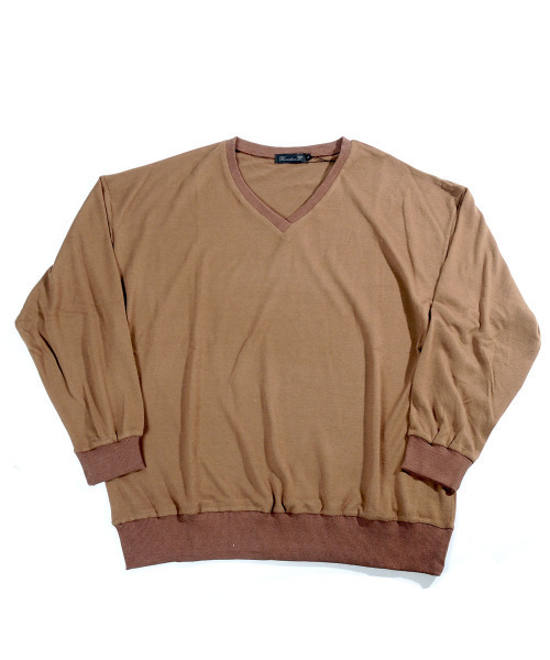 neos（ネオス）の「【neos -addictive design-】ルーズシルエット Vネック ベーシック ニットソー（Tシャツ/カットソー・メンズ・ブラック/グレー/ピンク/モカ・MEDIUM/LARGE）」の5枚目の写真