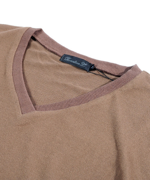 neos（ネオス）の「【neos -addictive design-】ルーズシルエット Vネック ベーシック ニットソー（Tシャツ/カットソー・メンズ・ブラック/グレー/ピンク/モカ・MEDIUM/LARGE）」の6枚目の写真