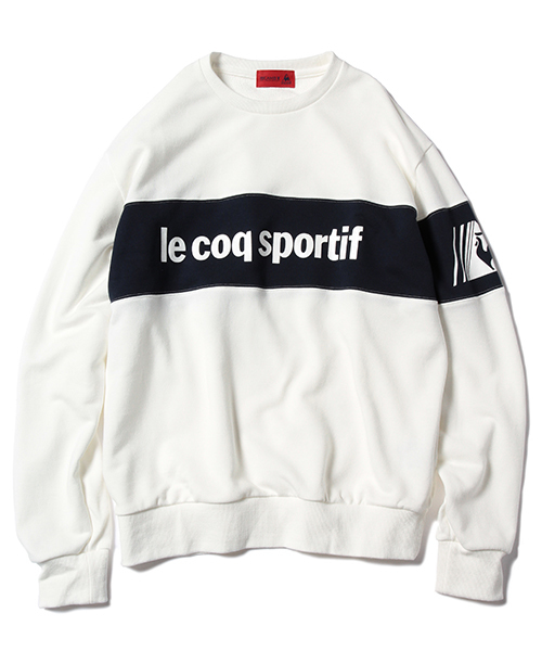 BEAMS T（ビームスティー）の「le coq sportif×BEAMS T / CREW SWEAT（スウェット・メンズ・ホワイト/ネイビー・SMALL/MEDIUM/LARGE）」の2枚目の写真