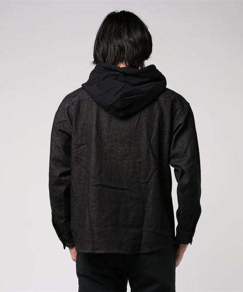 NO ID.(ノーアイディ)の「【NO ID.】Hooded Denim Big Shirt / フード 付 デニム ビッグ シャツ(シャツ/ブラウス・メンズ・ブラック/ライトブルー/インディゴブルー・ONE SIZE)」の21枚目の写真