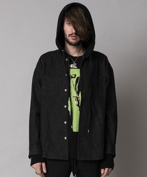 【NO ID.】Hooded Denim Big Shirt / フード 付 デニム ビッグ シャツ