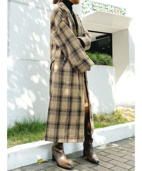 GYDA（ジェイダ）の「サイドスリットロングコート（テーラードジャケット・レディース・ブラック/ブラウン/その他1・FREE）」の4枚目の写真