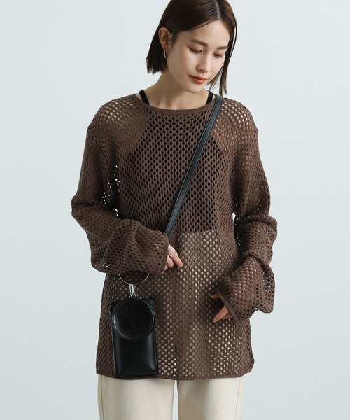 select MOCA(セレクトモカ)の「2021 AW 透かし編みニットトップス(ニット/セーター・レディース・アイボリー/ダークブラウン/ライトベージュ・FREE)」の3枚目の写真