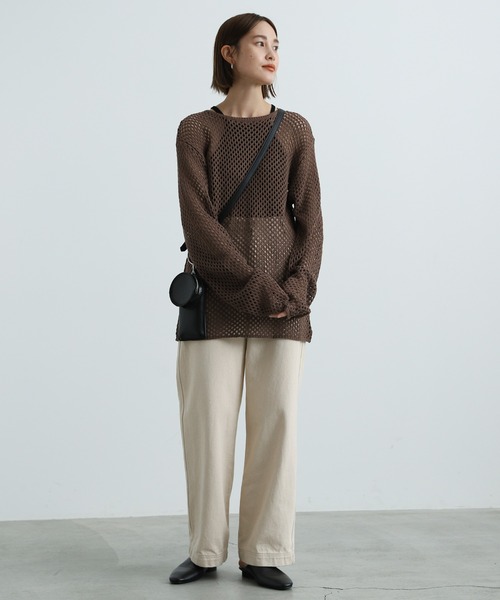 select MOCA(セレクトモカ)の「2021 AW 透かし編みニットトップス(ニット/セーター・レディース・アイボリー/ダークブラウン/ライトベージュ・FREE)」の6枚目の写真