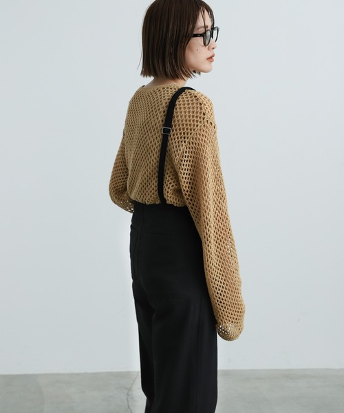 select MOCA(セレクトモカ)の「2021 AW 透かし編みニットトップス(ニット/セーター・レディース・アイボリー/ダークブラウン/ライトベージュ・FREE)」の12枚目の写真