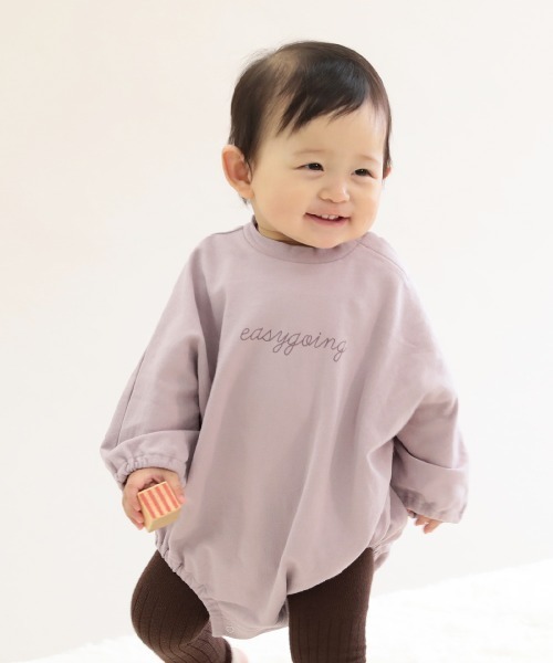 devirock（デビロック）の「スウェットロゴロンパース（ロンパース・キッズ・オフホワイト/スミクロ/パープル系その他/杢グレー/ブルーグレー・70cm/80ｃｍ）」の5枚目の写真