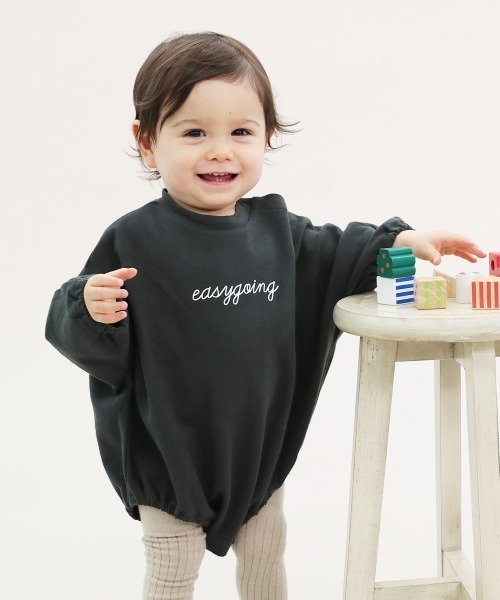 devirock（デビロック）の「スウェットロゴロンパース（ロンパース・キッズ・オフホワイト/スミクロ/パープル系その他/杢グレー/ブルーグレー・70cm/80ｃｍ）」の2枚目の写真