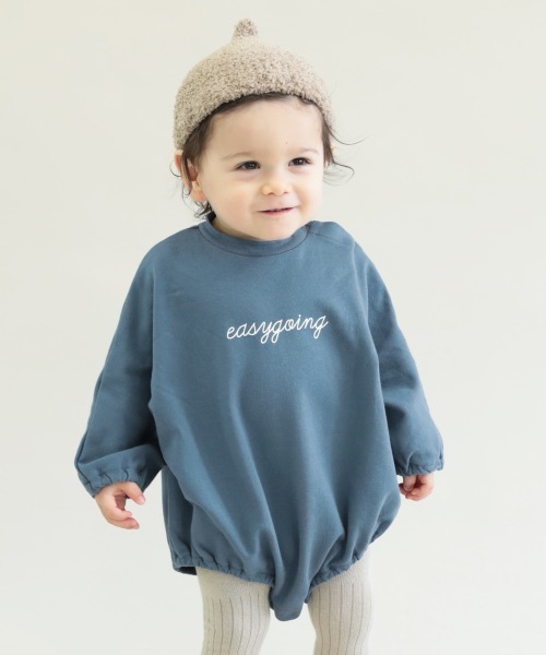 devirock（デビロック）の「スウェットロゴロンパース（ロンパース・キッズ・オフホワイト/スミクロ/パープル系その他/杢グレー/ブルーグレー・70cm/80ｃｍ）」の3枚目の写真