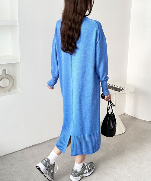 GeeRA（ジーラ）の「バックスリットタートルニットワンピース（ワンピース・レディース・ベージュ/ブラウン/グリーン/パープル/杢グレー/ブラック/ブルー/イエロー・SMALL/MEDIUM/LARGE/X-LARGE/XX-LARGE）」の6枚目の写真