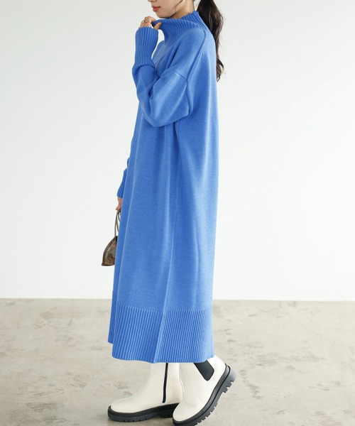 GeeRA（ジーラ）の「バックスリットタートルニットワンピース（ワンピース・レディース・ベージュ/ブラウン/グリーン/パープル/杢グレー/ブラック/ブルー/イエロー・SMALL/MEDIUM/LARGE/X-LARGE/XX-LARGE）」の12枚目の写真