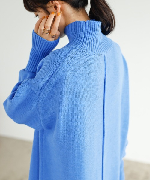 GeeRA（ジーラ）の「バックスリットタートルニットワンピース（ワンピース・レディース・ベージュ/ブラウン/グリーン/パープル/杢グレー/ブラック/ブルー/イエロー・SMALL/MEDIUM/LARGE/X-LARGE/XX-LARGE）」の13枚目の写真