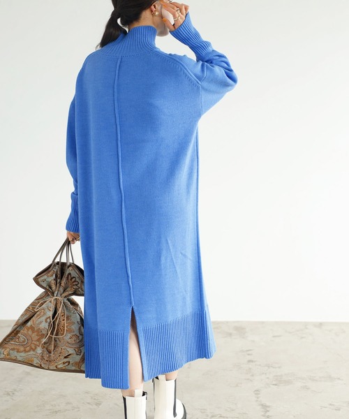 GeeRA（ジーラ）の「バックスリットタートルニットワンピース（ワンピース・レディース・ベージュ/ブラウン/グリーン/パープル/杢グレー/ブラック/ブルー/イエロー・SMALL/MEDIUM/LARGE/X-LARGE/XX-LARGE）」の16枚目の写真