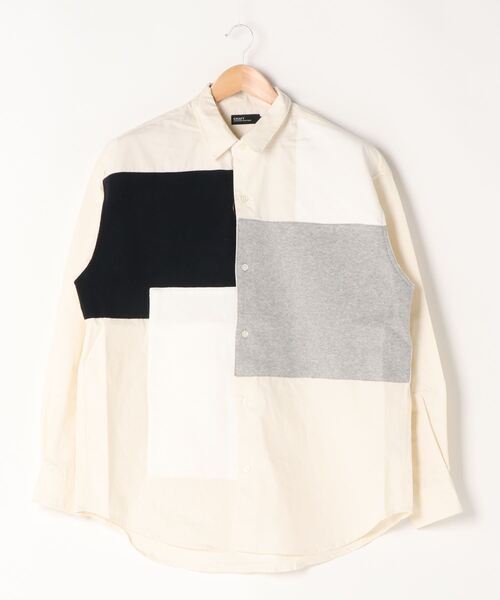 CRAFT STANDARD BOUTIQUE(クラフトスタンダードブティック)の「前身頃ニットパーツBIGシャツ*(シャツ/ブラウス・メンズ・グレー/ネイビー/オフホワイト・M/L)」の2枚目の写真