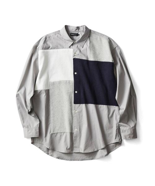 CRAFT STANDARD BOUTIQUE(クラフトスタンダードブティック)の「前身頃ニットパーツBIGシャツ*(シャツ/ブラウス・メンズ・グレー/ネイビー/オフホワイト・M/L)」の5枚目の写真