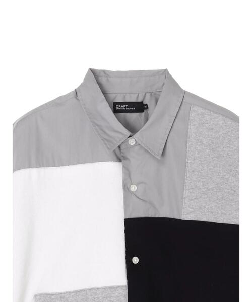 CRAFT STANDARD BOUTIQUE(クラフトスタンダードブティック)の「前身頃ニットパーツBIGシャツ*(シャツ/ブラウス・メンズ・グレー/ネイビー/オフホワイト・M/L)」の8枚目の写真