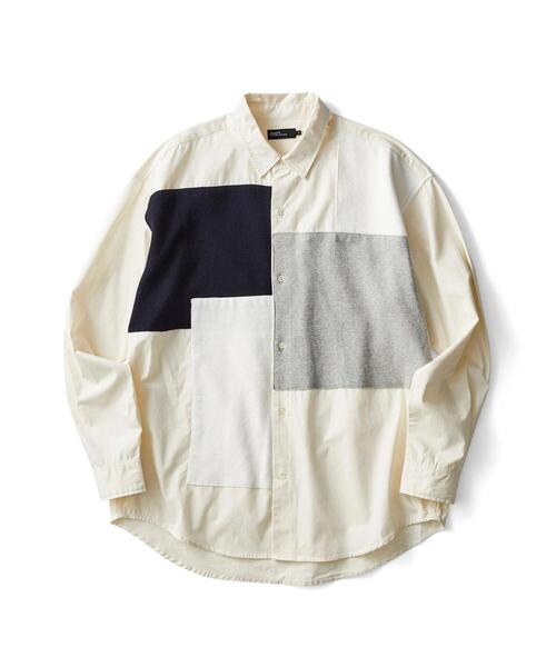 CRAFT STANDARD BOUTIQUE(クラフトスタンダードブティック)の「前身頃ニットパーツBIGシャツ*(シャツ/ブラウス・メンズ・グレー/ネイビー/オフホワイト・M/L)」の14枚目の写真